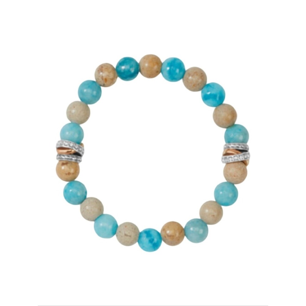 Brighton Neptunes rings Tan Natural Stone Beaded Stretch Bracelet Pavé Accents